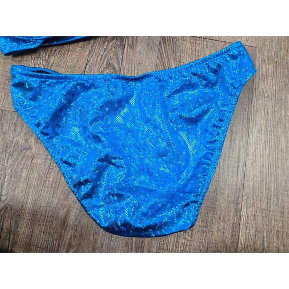 VENUS Shine Marilyn Push-Up Halter Top Bright Blue Glittery Bikini Set 32D - 6 - Picture 4 of 6